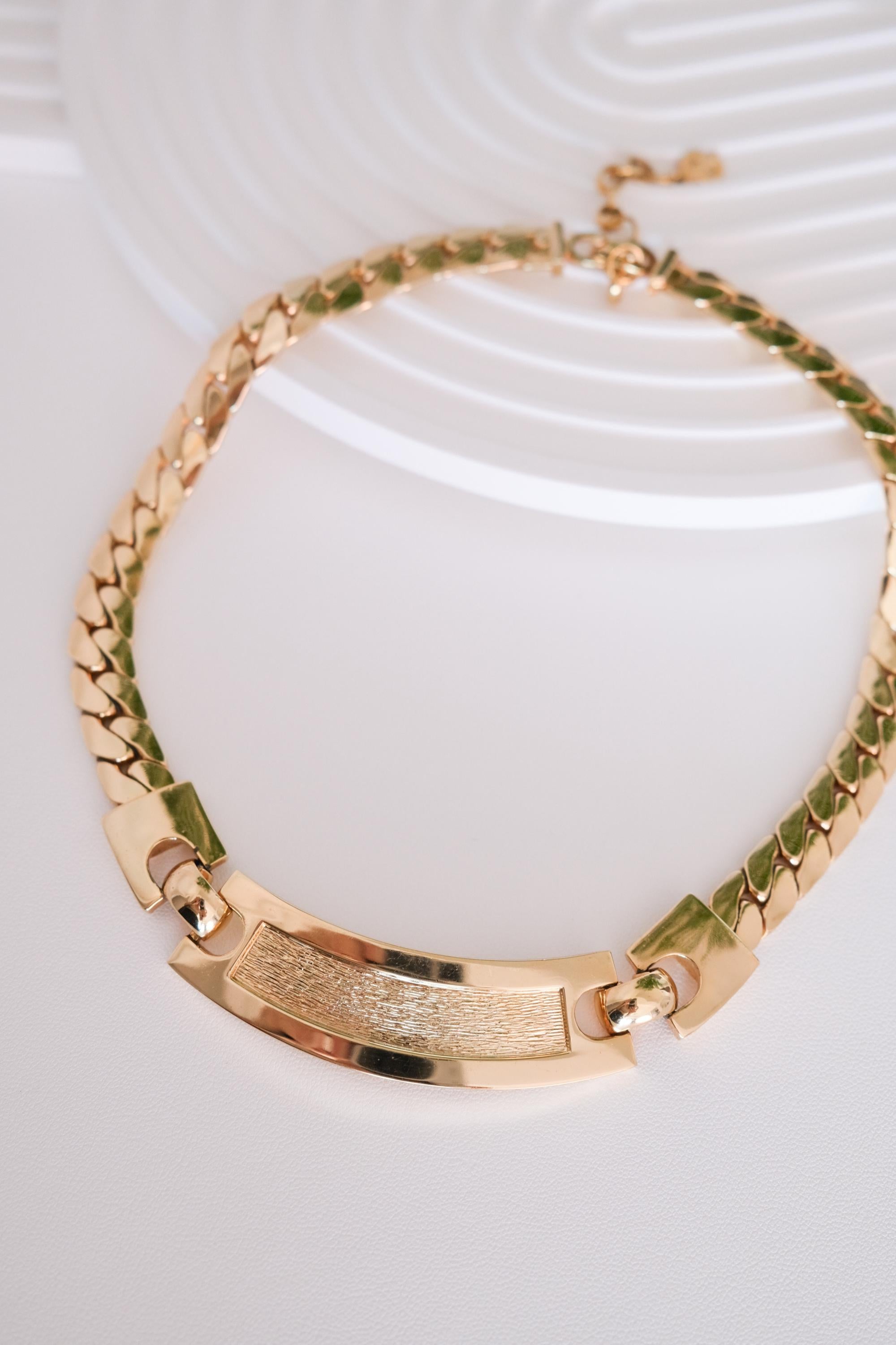 Vintage Christian Dior Necklace, Dior Chain Necklace, Dior Gold Chain  necklace curb chain  Necklace, Gift for her, gold wheat chain  choker
