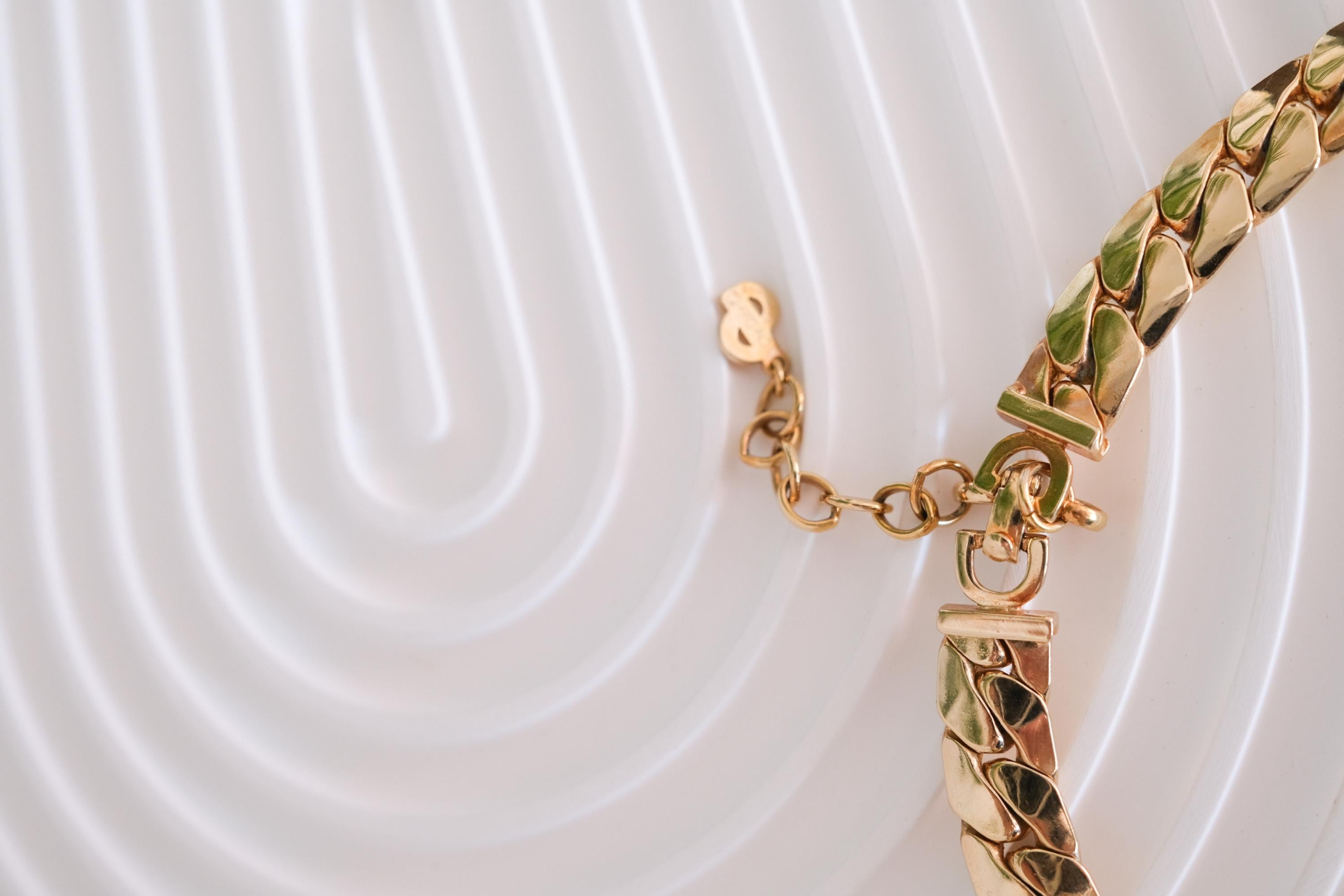 Vintage Christian Dior Necklace, Dior Chain Necklace, Dior Gold Chain  necklace curb chain  Necklace, Gift for her, gold wheat chain  choker
