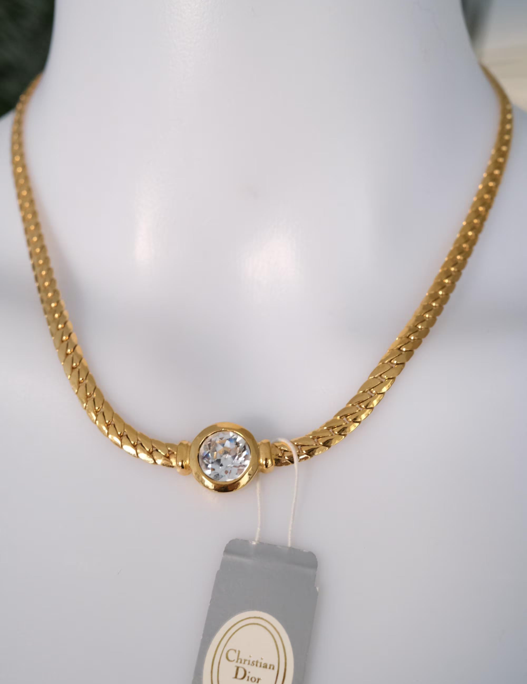 Vintage Christian Dior dainty necklace, elegant designer jewelry gift for her