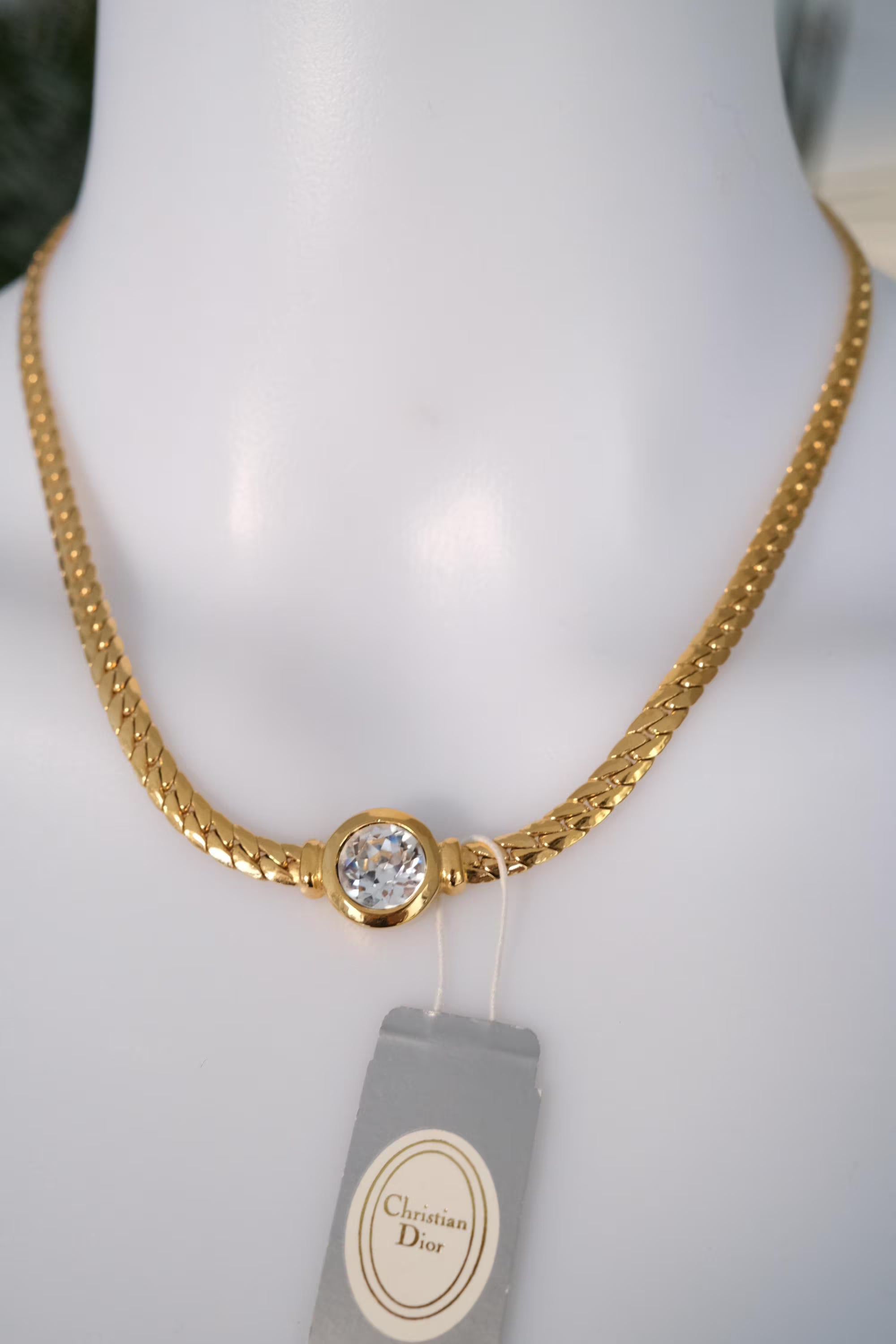 Vintage Christian Dior dainty necklace, elegant designer jewelry gift for her