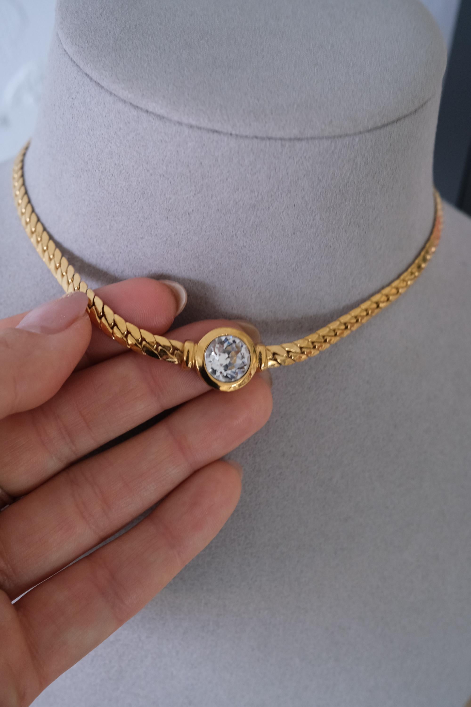 Vintage Christian Dior dainty necklace, elegant designer jewelry gift for her