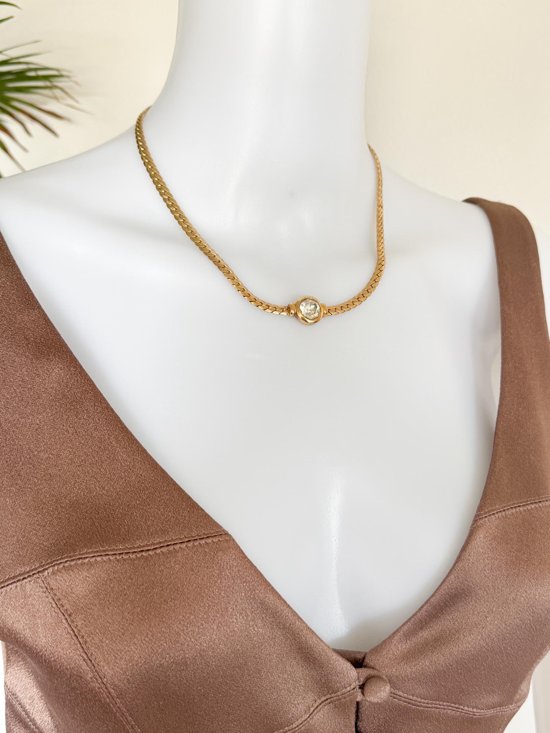 Vintage Christian Dior dainty necklace, elegant designer jewelry gift for her