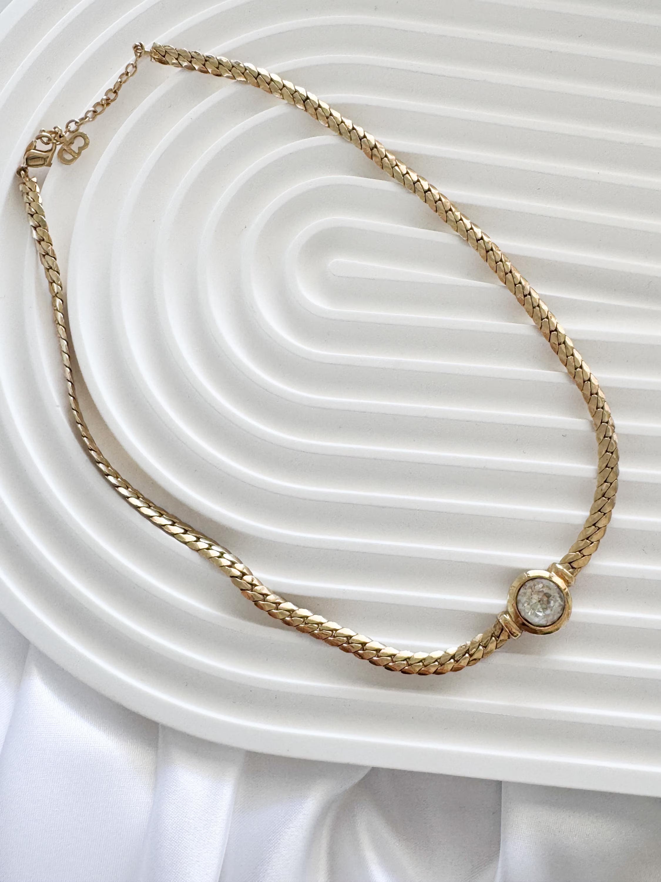 Vintage Christian Dior dainty necklace, elegant designer jewelry gift for her
