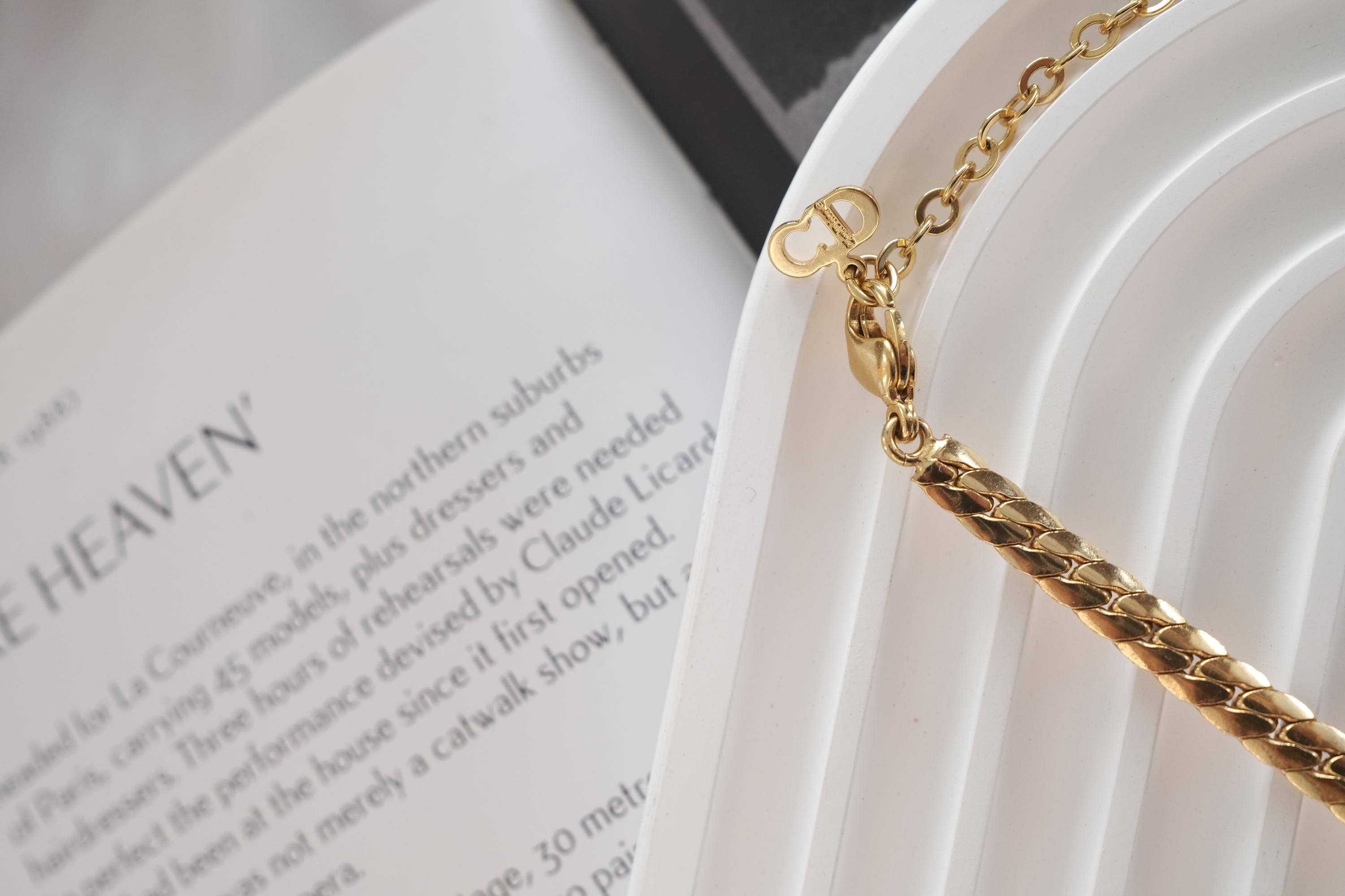 Vintage Christian Dior dainty necklace, elegant designer jewelry gift for her