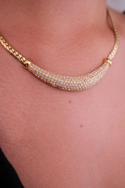 Vintage Christian Dior Rhinestone Choker Necklace: Gold-Tone Bridal Jewelry