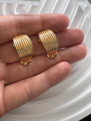 Vintage Christian Dior Hoop Gold Earrings 1980s Clip-On, Hoop Earrings Gold, Statement Earrings, Vintage Earrings, Vintage Jewelry Gold