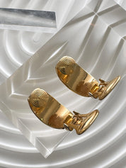 Vintage Christian Dior Hoop Gold Earrings 1980s Clip-On, Hoop Earrings Gold, Statement Earrings, Vintage Earrings, Vintage Jewelry Gold