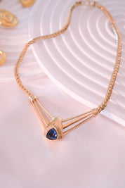 Vintage Christian Dior Sapphire Blue Crystal Necklace: Gold-Tone, Signed