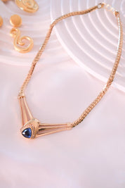 Vintage Christian Dior Sapphire Blue Crystal Necklace: Gold-Tone, Signed