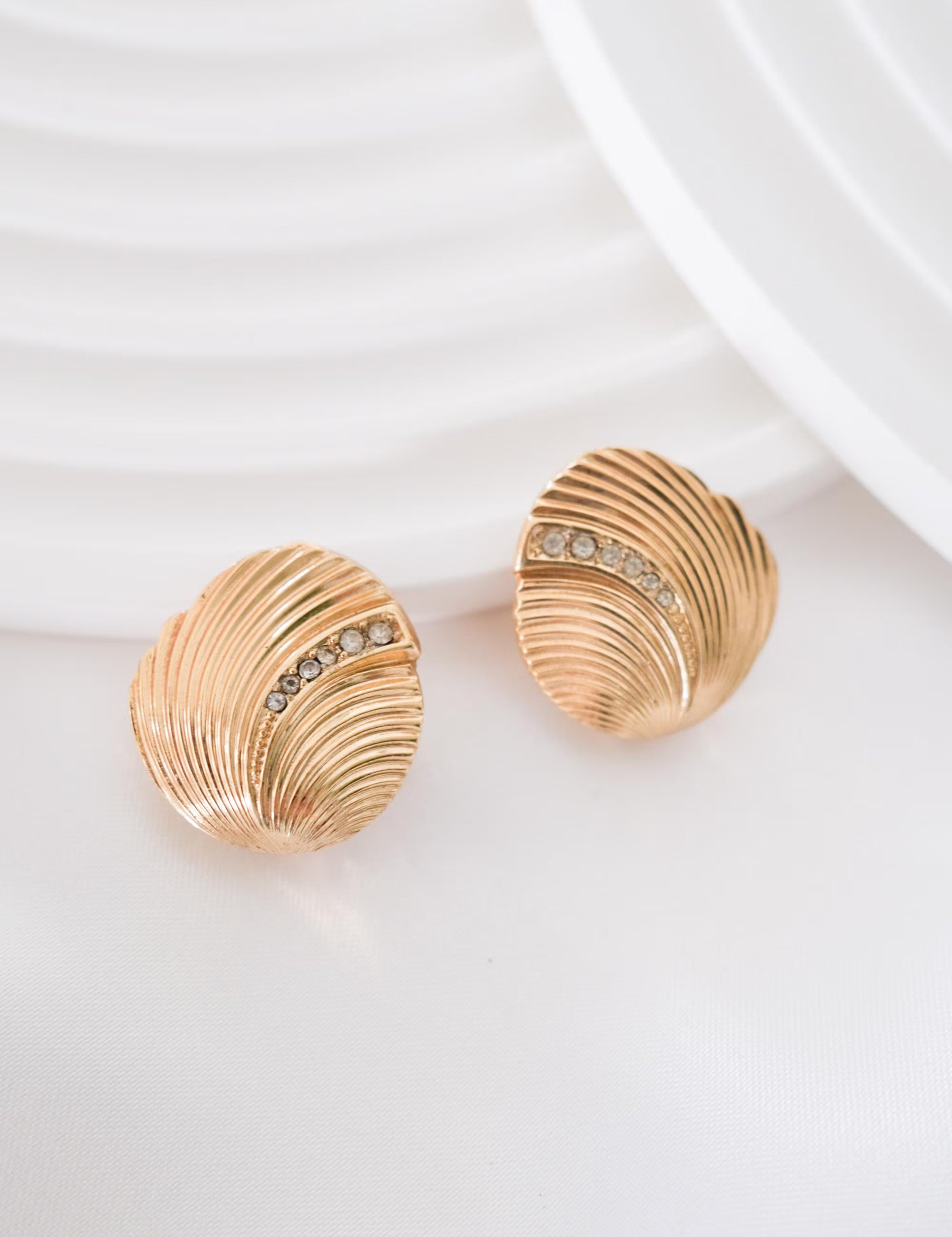 Vintage Christian Dior Rhinestone Clip-On Earrings: Gold Tone, Made in Germany, Women Jewelry, vintage jewelry earrings, Bridal earrings, Wedding Earrings, Gift for her