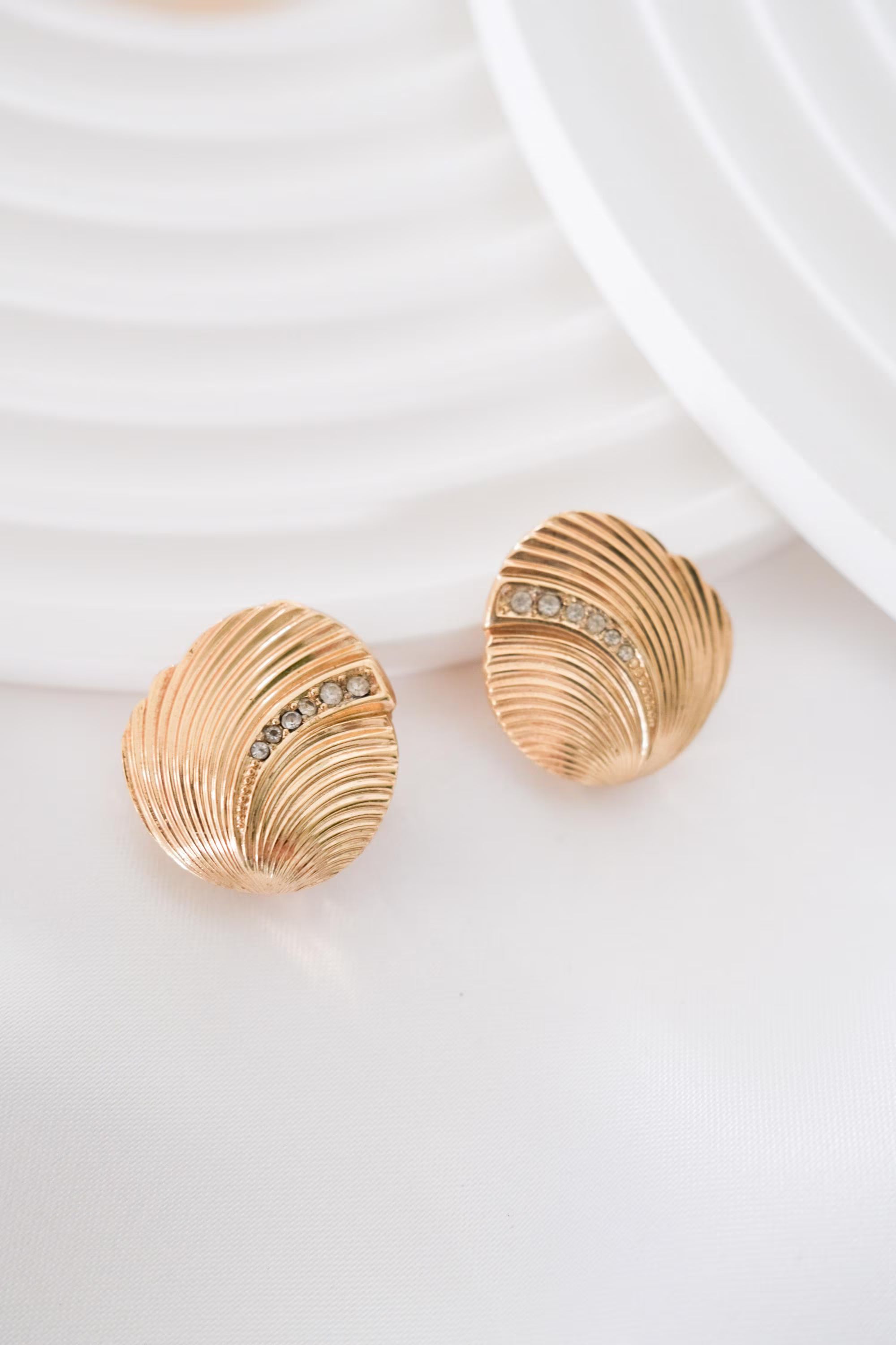 Vintage Christian Dior Rhinestone Clip-On Earrings: Gold Tone, Made in Germany, Women Jewelry, vintage jewelry earrings, Bridal earrings, Wedding Earrings, Gift for her