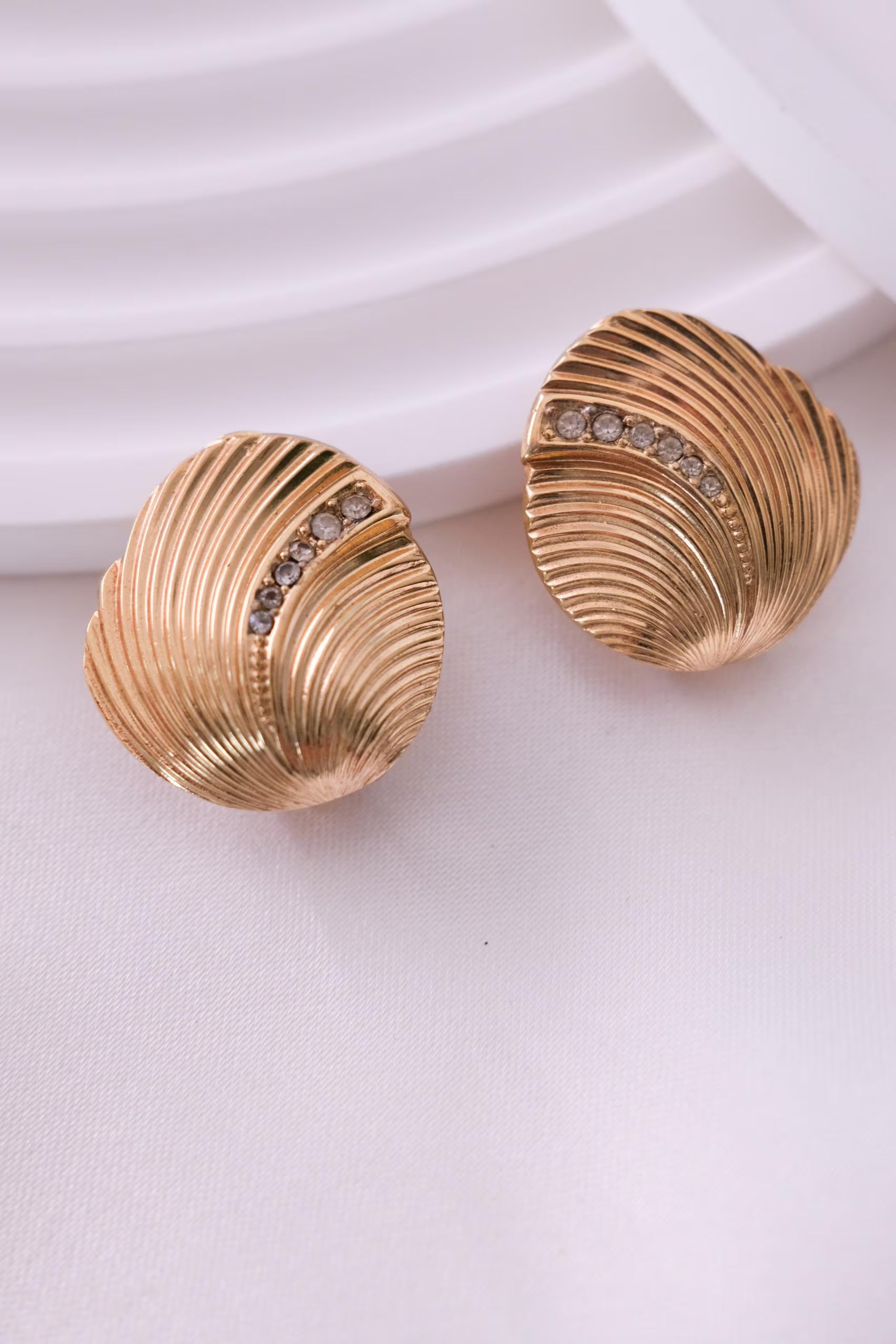 Vintage Christian Dior Rhinestone Clip-On Earrings: Gold Tone, Made in Germany, Women Jewelry, vintage jewelry earrings, Bridal earrings, Wedding Earrings, Gift for her