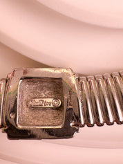 Vintage Christian Dior silver tone gaspipe design choker necklace with crystal charm