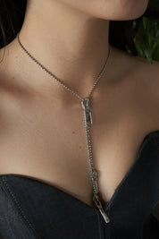 Vintage Christian Dior by John Galliano zipper necklace choker in silver, designer statement jewelry, rare Dior piece, elegant fashion accessory