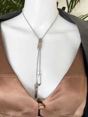 Vintage Christian Dior by John Galliano zipper necklace choker in silver, designer statement jewelry, rare Dior piece, elegant fashion accessory