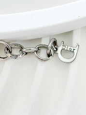 Vintage Christian Dior by John Galliano zipper necklace choker in silver, designer statement jewelry, rare Dior piece, elegant fashion accessory