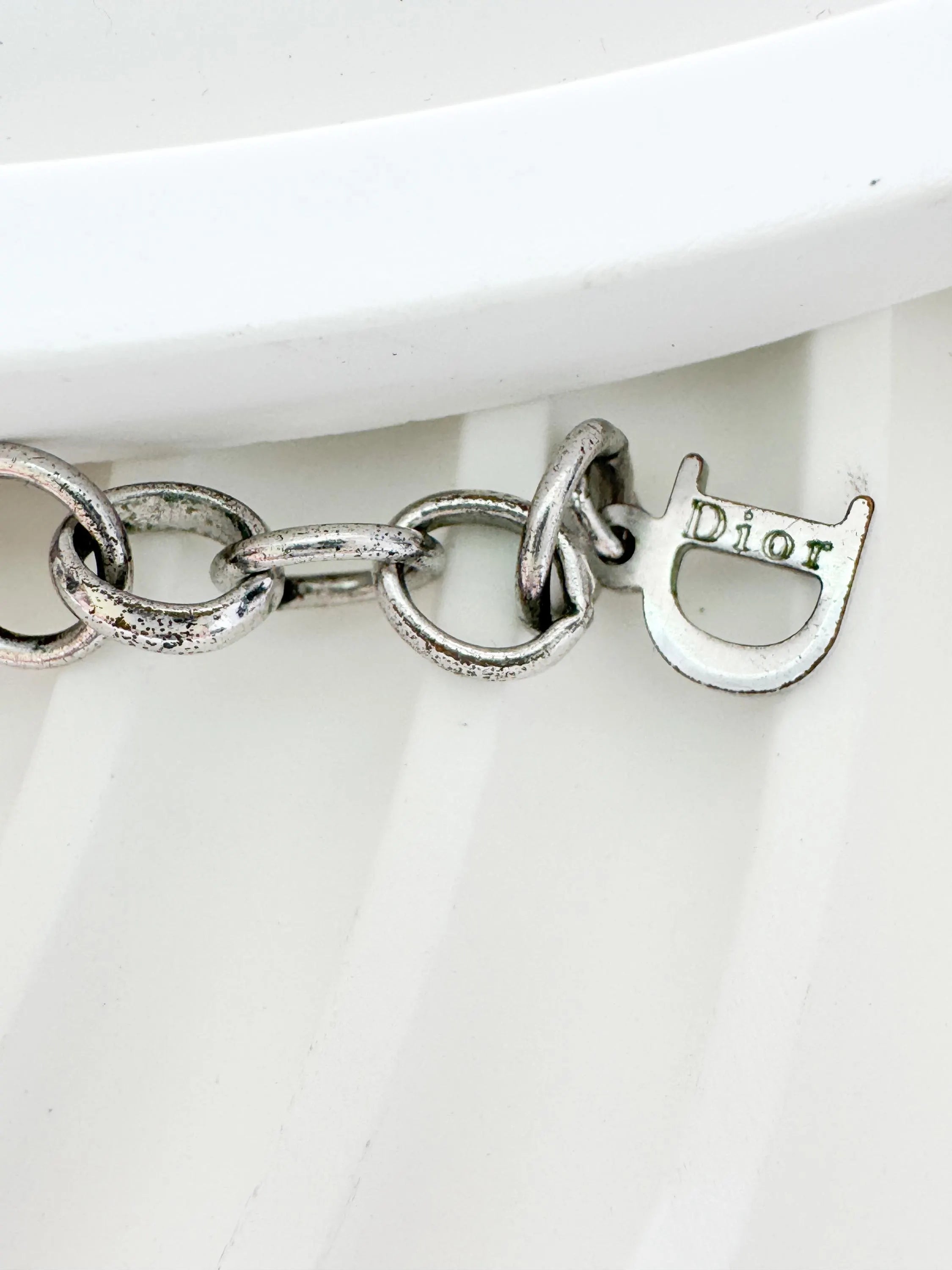 Vintage Christian Dior by John Galliano zipper necklace choker in silver, designer statement jewelry, rare Dior piece, elegant fashion accessory