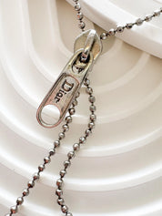 Vintage Christian Dior by John Galliano zipper necklace choker in silver, designer statement jewelry, rare Dior piece, elegant fashion accessory