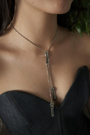 Vintage Christian Dior by John Galliano zipper necklace choker in silver, designer statement jewelry, rare Dior piece, elegant fashion accessory