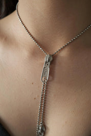 Vintage Christian Dior by John Galliano zipper necklace choker in silver, designer statement jewelry, rare Dior piece, elegant fashion accessory