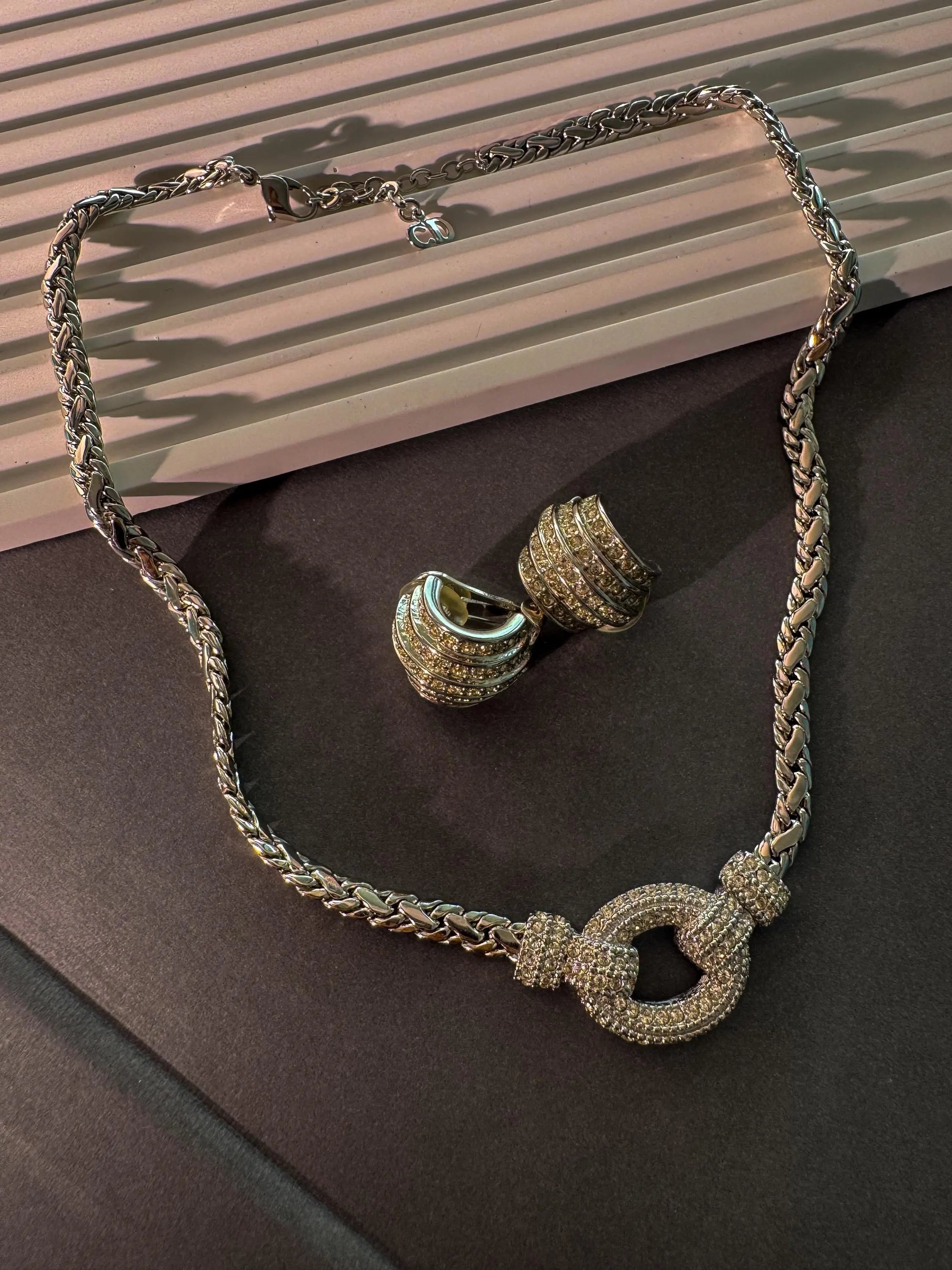 Vintage Christian Dior necklace Germany, extremely rare Dior necklace, Dior Jewelry sets, authentic Christian Dior bridal choker & earrings