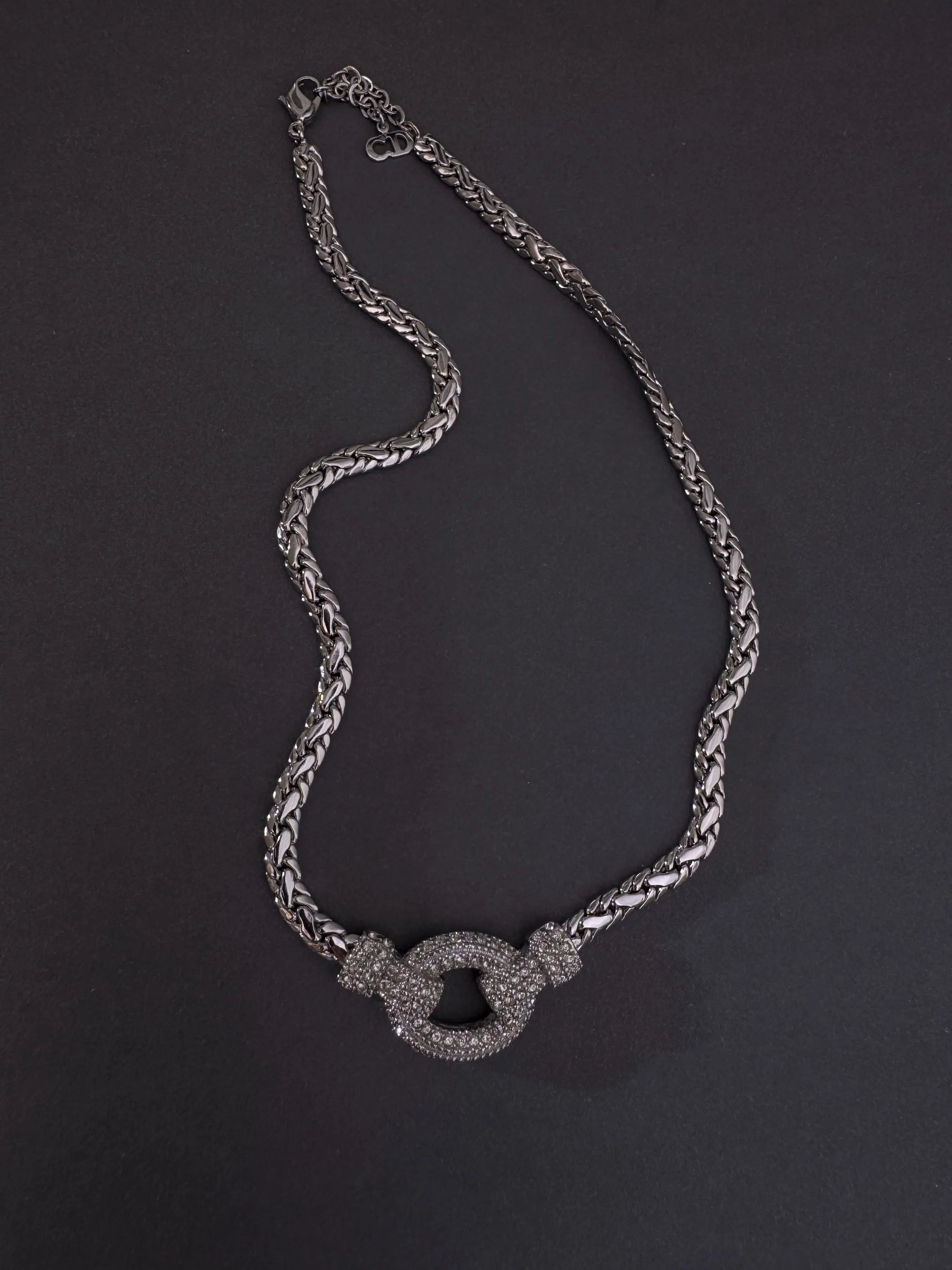 Vintage Christian Dior necklace Germany, extremely rare Dior necklace, Dior Jewelry rhodium plated , authentic Christian Dior bridal choker