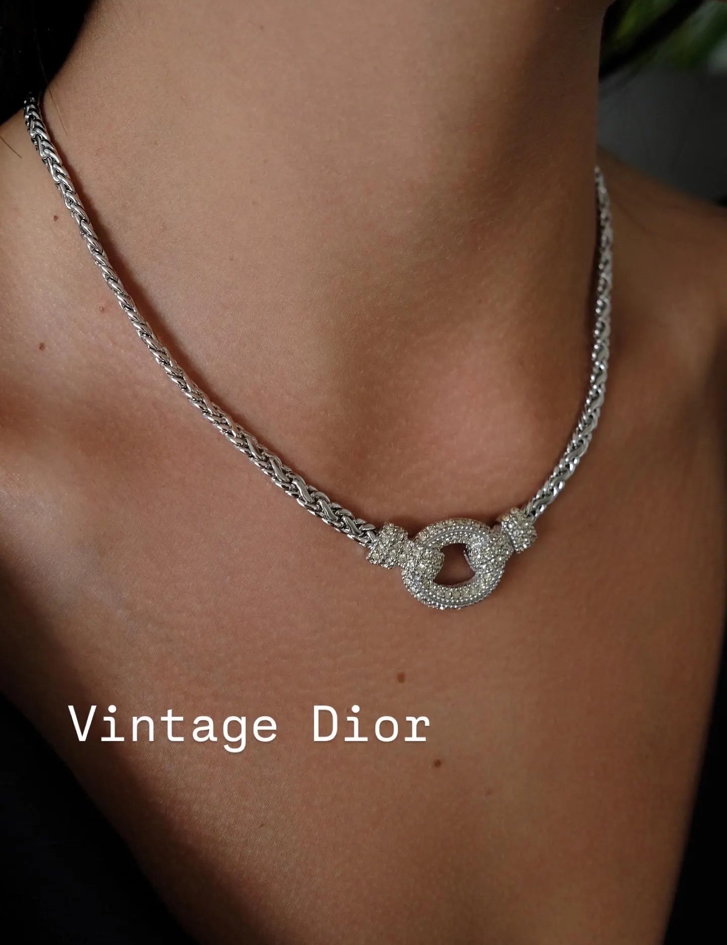 Vintage Christian Dior necklace Germany, extremely rare Dior necklace, Dior Jewelry rhodium plated , authentic Christian Dior bridal choker