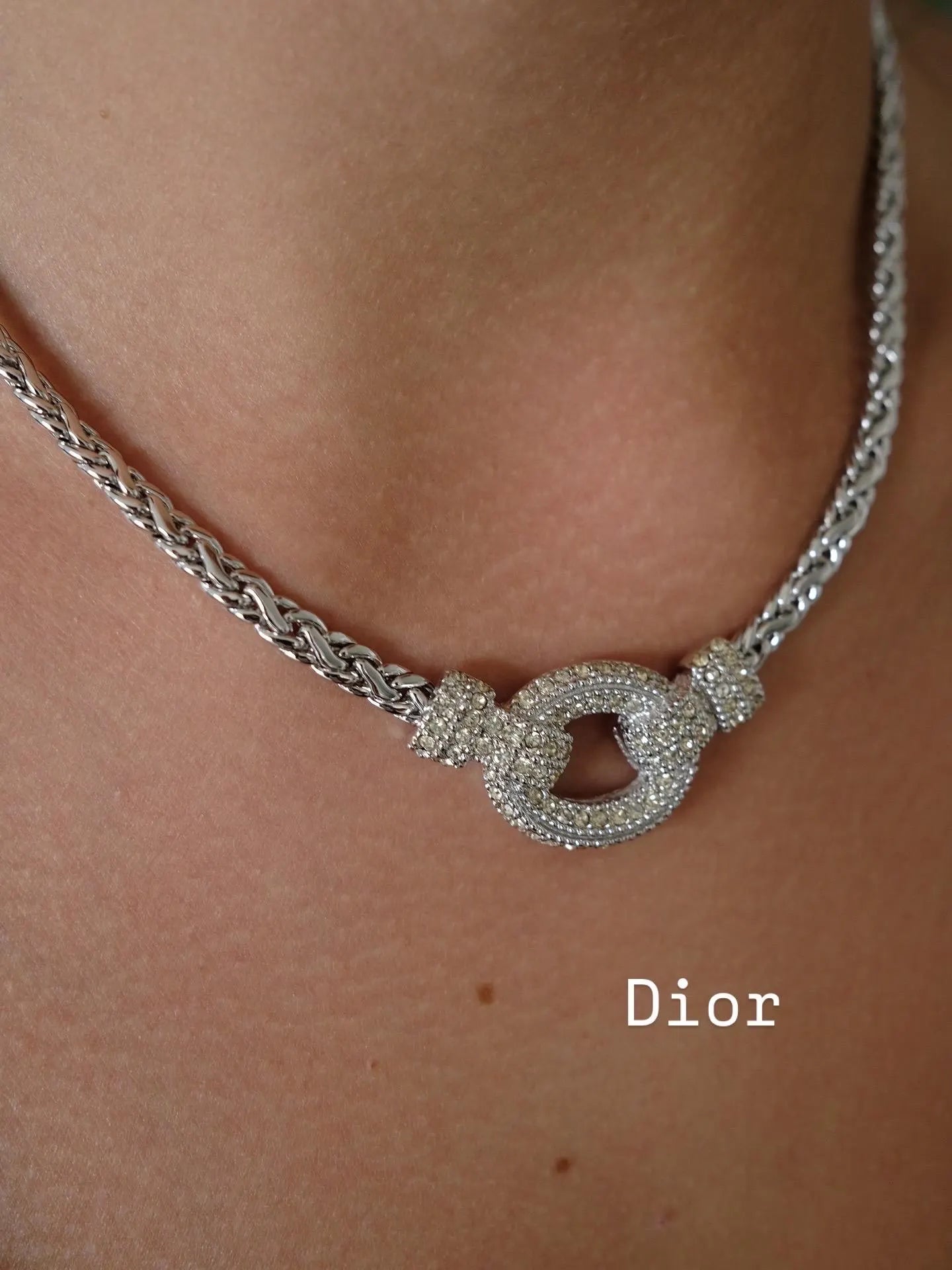 Vintage Christian Dior necklace Germany, extremely rare Dior necklace, Dior Jewelry rhodium plated , authentic Christian Dior bridal choker
