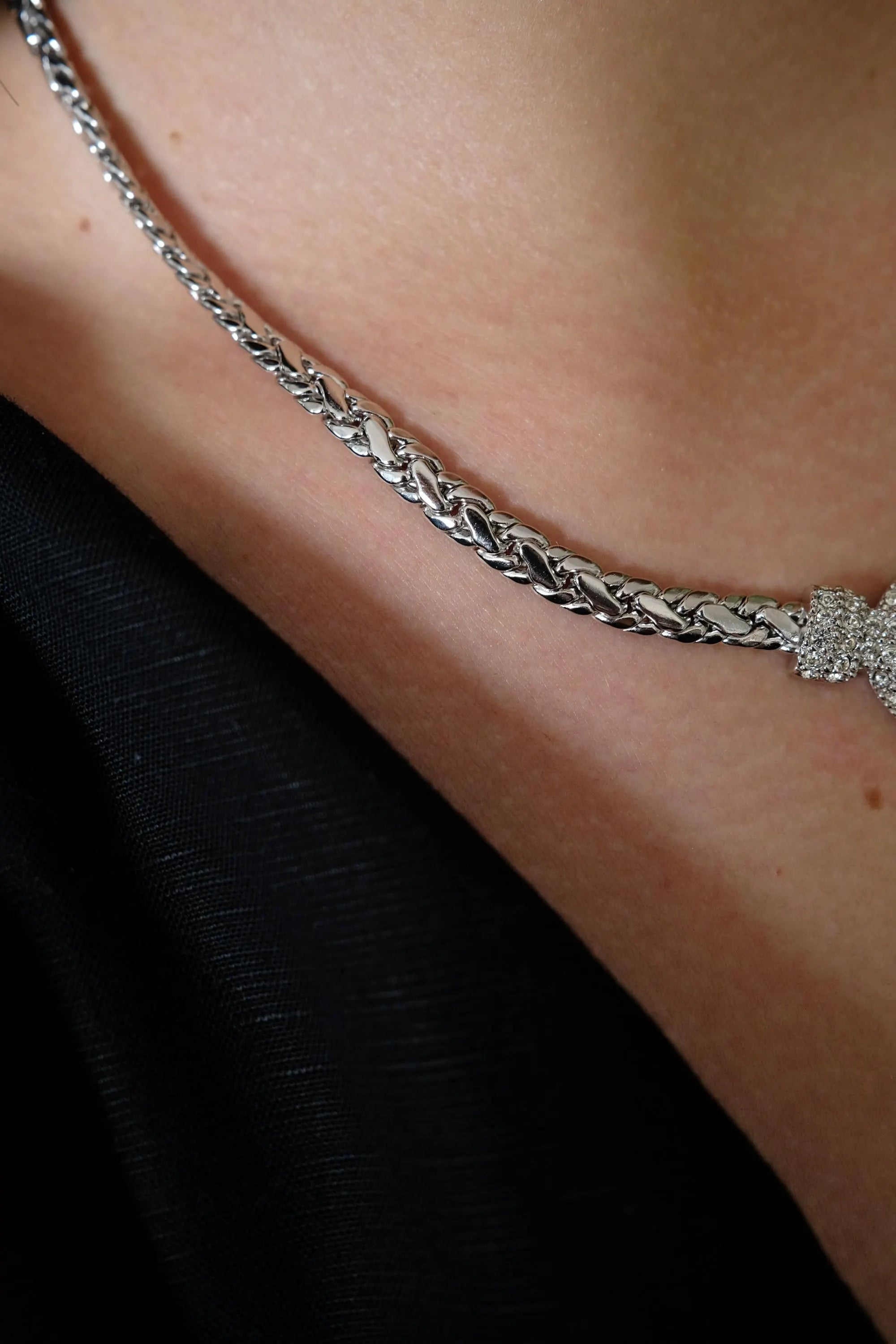 Vintage Christian Dior necklace Germany, extremely rare Dior necklace, Dior Jewelry rhodium plated , authentic Christian Dior bridal choker