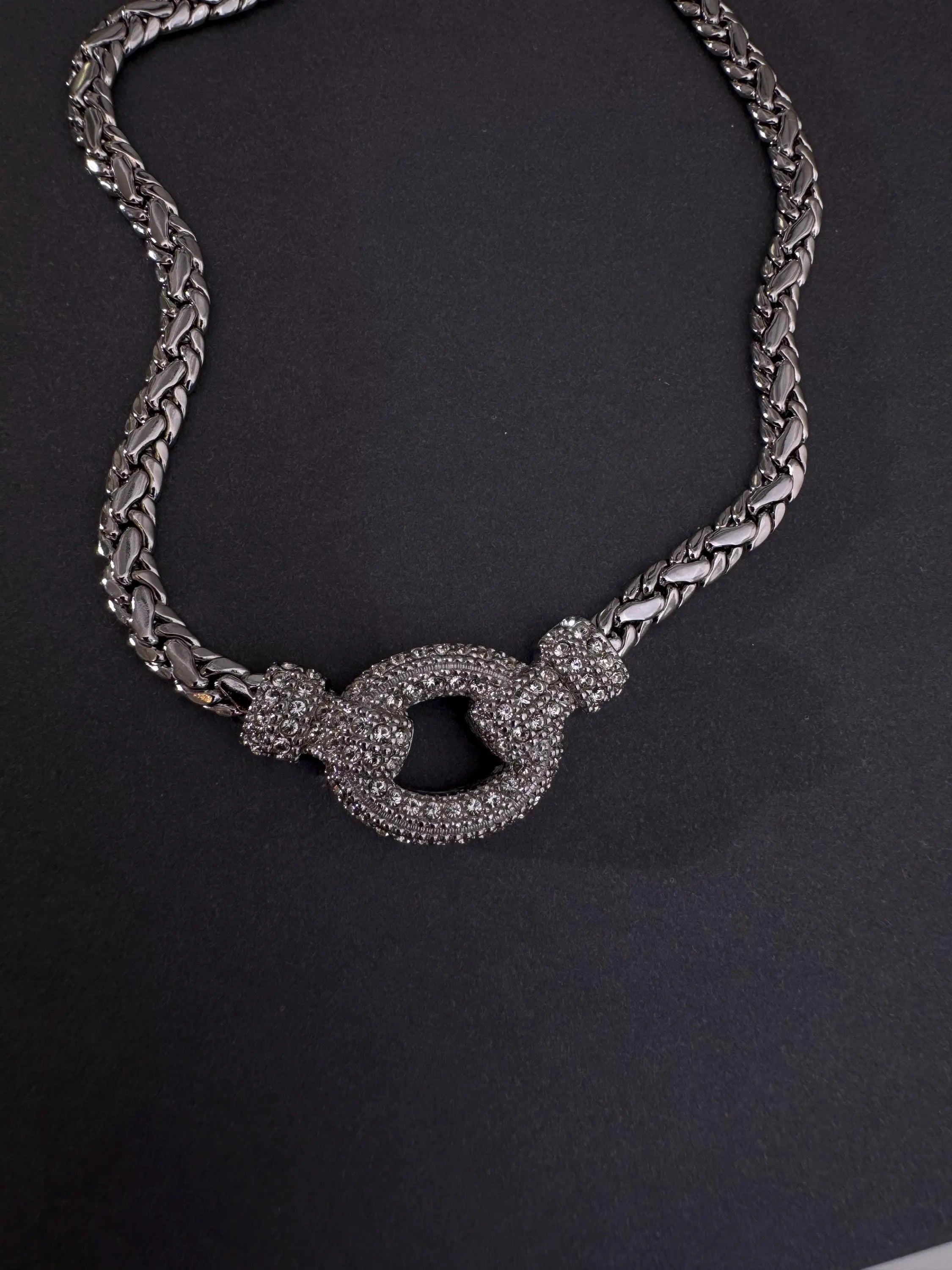 Vintage Christian Dior necklace Germany, extremely rare Dior necklace, Dior Jewelry rhodium plated , authentic Christian Dior bridal choker