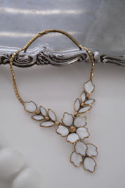 Vintage Crown Trifari Necklace Milk Glass Parure Choker 1960s Elegant Timeless