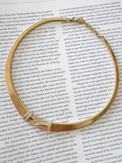Vintage Christian Dior Necklace, Dior Chain Necklace, Dior Tubogas necklace Snake chain  Necklace, Gift for her, gold zipper choker Charm
