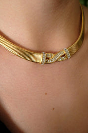 Vintage Christian Dior Necklace, Dior Chain Necklace, Dior Tubogas necklace Snake chain  Necklace, Gift for her, gold zipper choker Charm