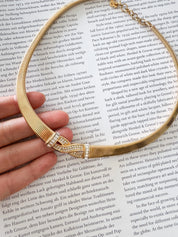 Vintage Christian Dior Necklace, Dior Chain Necklace, Dior Tubogas necklace Snake chain  Necklace, Gift for her, gold zipper choker Charm