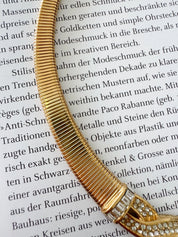 Vintage Christian Dior Necklace, Dior Chain Necklace, Dior Tubogas necklace Snake chain  Necklace, Gift for her, gold zipper choker Charm
