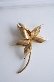 Vintage Dior gold flower brooch large statement elegant designer jewelry