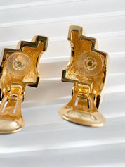 Vintage Dior earrings, Christian Dior jewelry, gold-tone clip-on earrings, designer statement earrings, 1980s Dior jewelry