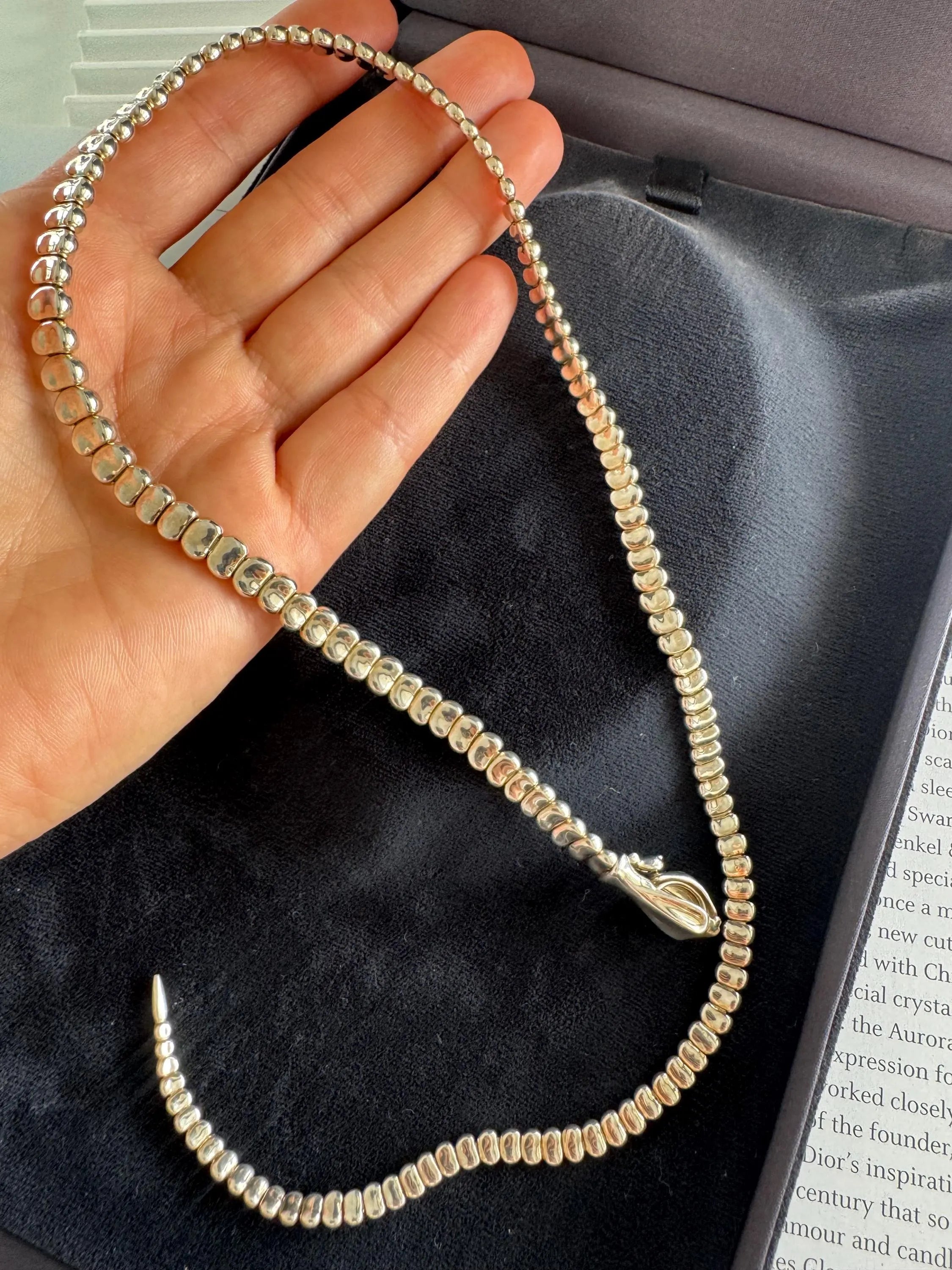 Vintage Elsa Peretti for Tiffany & Co. Sterling silver Snake Necklace 90cm 223gr Sterling silver sv925, collector Tiffany