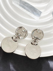 Vintage GIANNI VERSACE Medusa Dangle Earrings: Rhodium Plated Crystal Clip-Ons