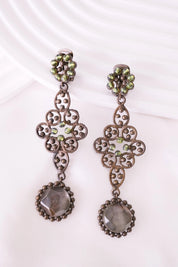 Vintage Giorgio Armani Dangle Clip-On Earrings, Made in Italy, Statement Earrings, Bridal Earrings, Costume Jewelry, Vintage Rhinestone