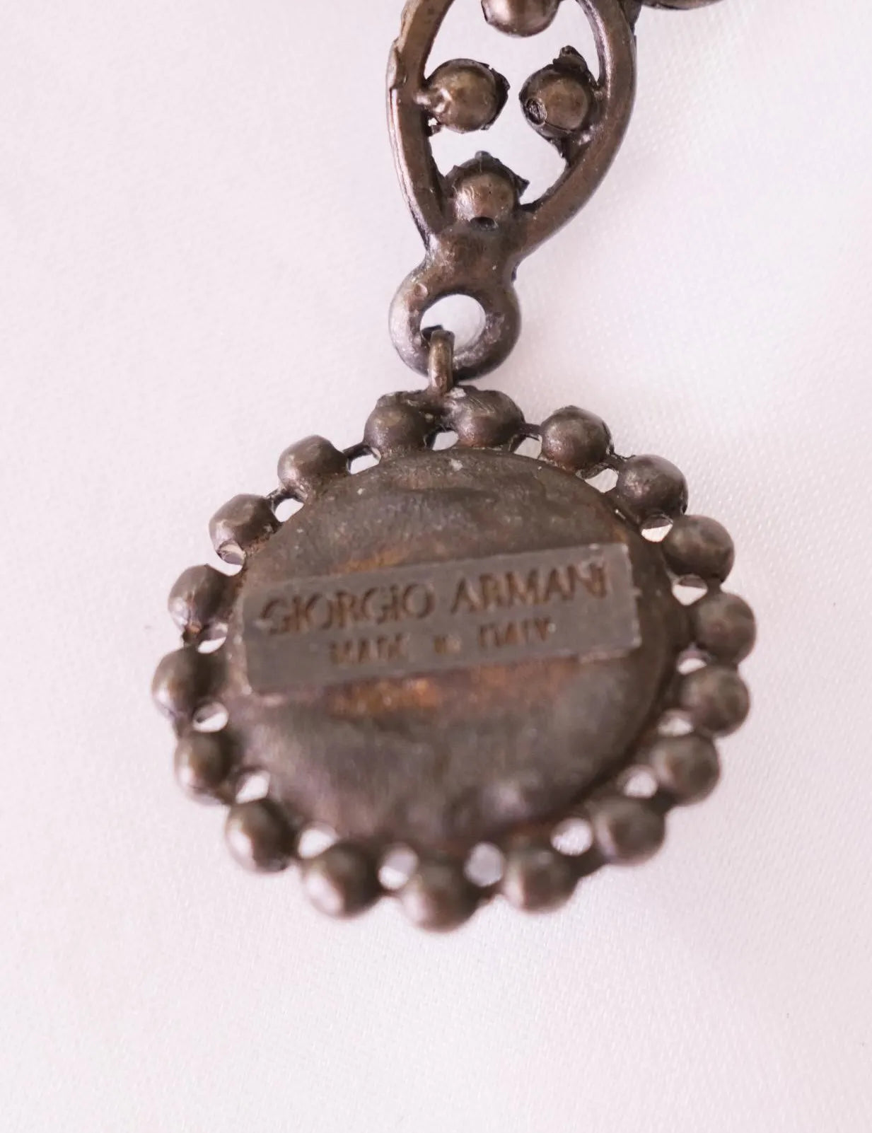 Vintage Giorgio Armani Dangle Clip-On Earrings, Made in Italy, Statement Earrings, Bridal Earrings, Costume Jewelry, Vintage Rhinestone