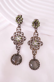 Vintage Giorgio Armani Dangle Clip-On Earrings, Made in Italy, Statement Earrings, Bridal Earrings, Costume Jewelry, Vintage Rhinestone