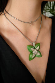 Vintage Givenchy Necklace, Givenchy Green Long necklace, Necklace Silver, Vintage Necklace Pendant, Jewelry for Women, Gift for her