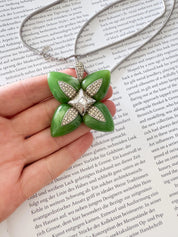 Vintage Givenchy Necklace, Givenchy Green Long necklace, Necklace Silver, Vintage Necklace Pendant, Jewelry for Women, Gift for her
