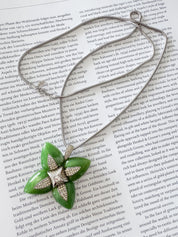 Vintage Givenchy Necklace, Givenchy Green Long necklace, Necklace Silver, Vintage Necklace Pendant, Jewelry for Women, Gift for her