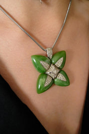 Vintage Givenchy Necklace, Givenchy Green Long necklace, Necklace Silver, Vintage Necklace Pendant, Jewelry for Women, Gift for her