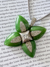 Vintage Givenchy Necklace, Givenchy Green Long necklace, Necklace Silver, Vintage Necklace Pendant, Jewelry for Women, Gift for her