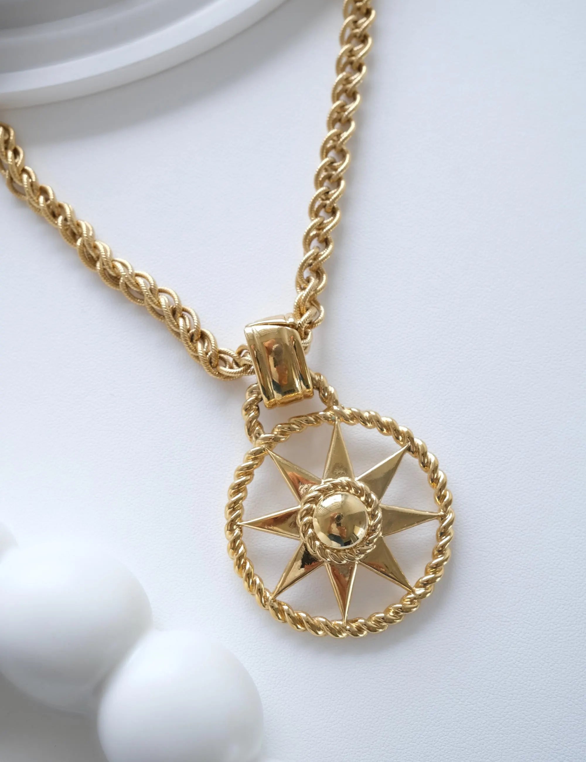 Vintage Givenchy 4G star pendant long gold necklace signed authentic unisex designer jewelry
