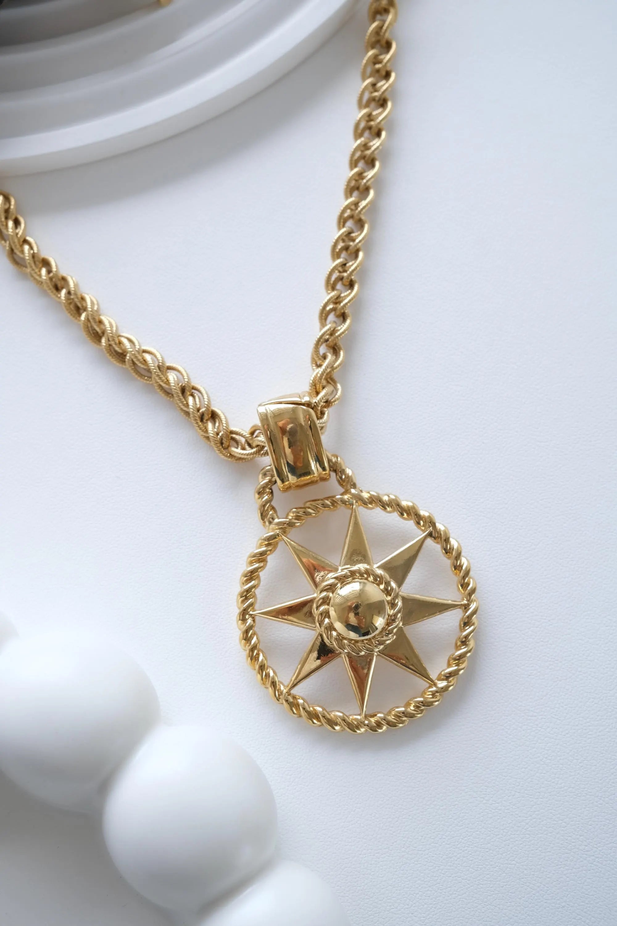 Vintage Givenchy 4G star pendant long gold necklace signed authentic unisex designer jewelry