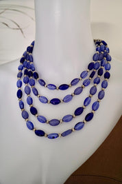 Vintage Givenchy blue beaded multi-strand necklace, long statement jewelry with elegant layered design, classic designer necklace gift for mom